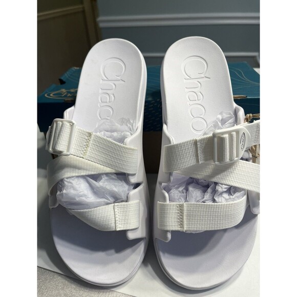 Chaco Chillos White Slide Sandals Shoes Women’s Size 11 - Beach Pool Shower - Picture 1 of 11
